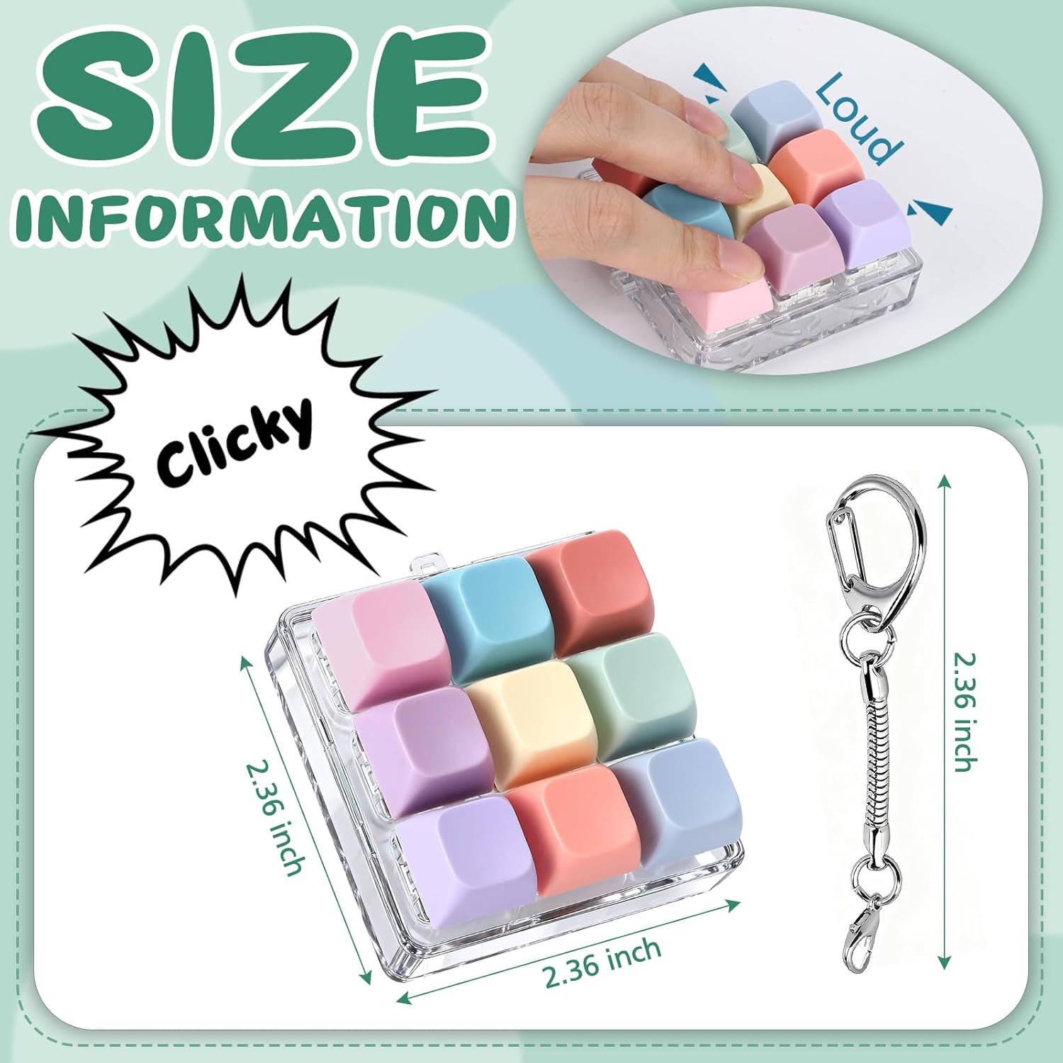 Thumbnail 1 de Axlksia Keyboard Fidget Toy: Portable Clicker Keychain for Stress Relief