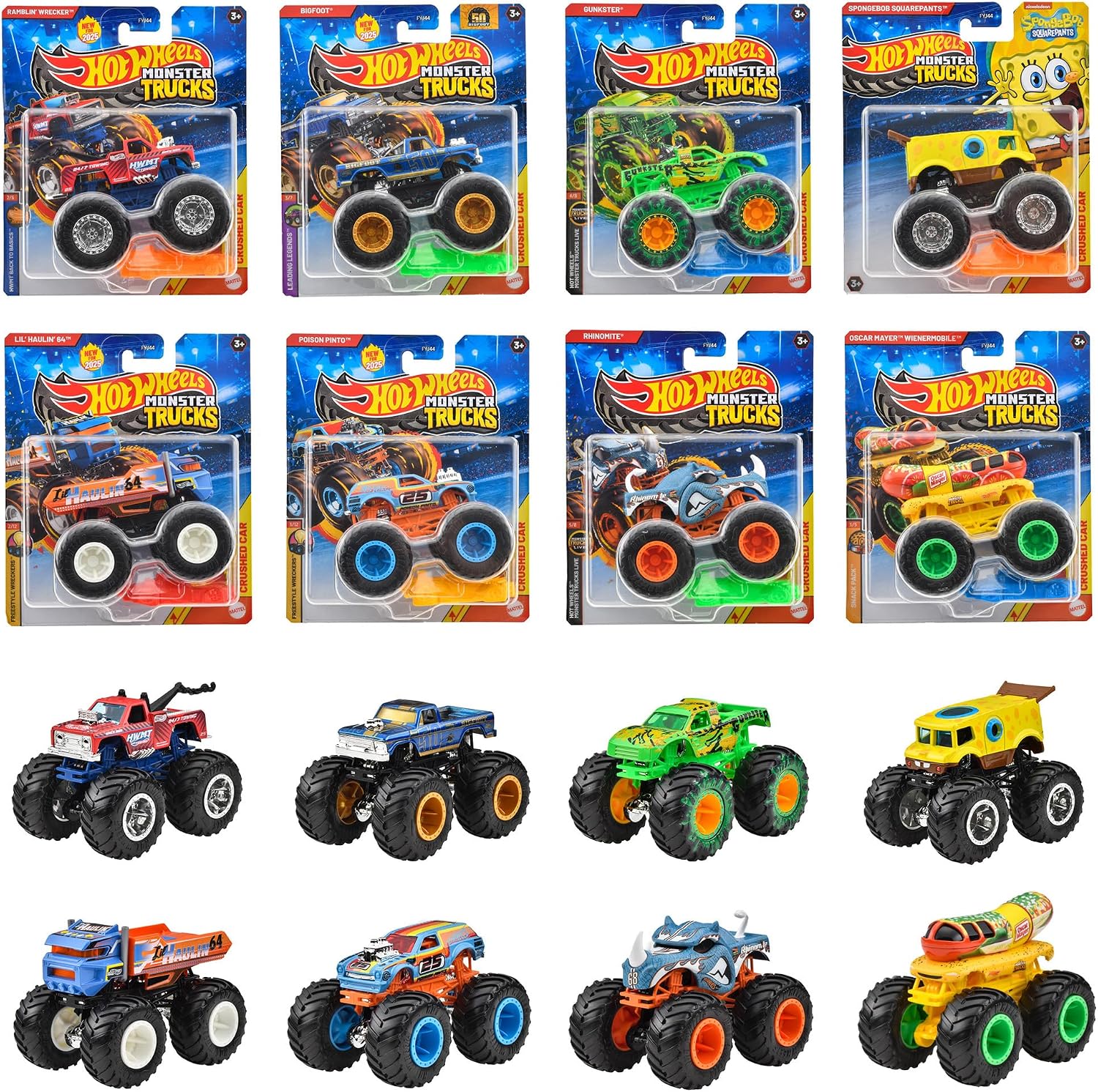 Detalle de Hot Wheels FYJ44-983C モンスタートラック 1:64アソート 8台セット