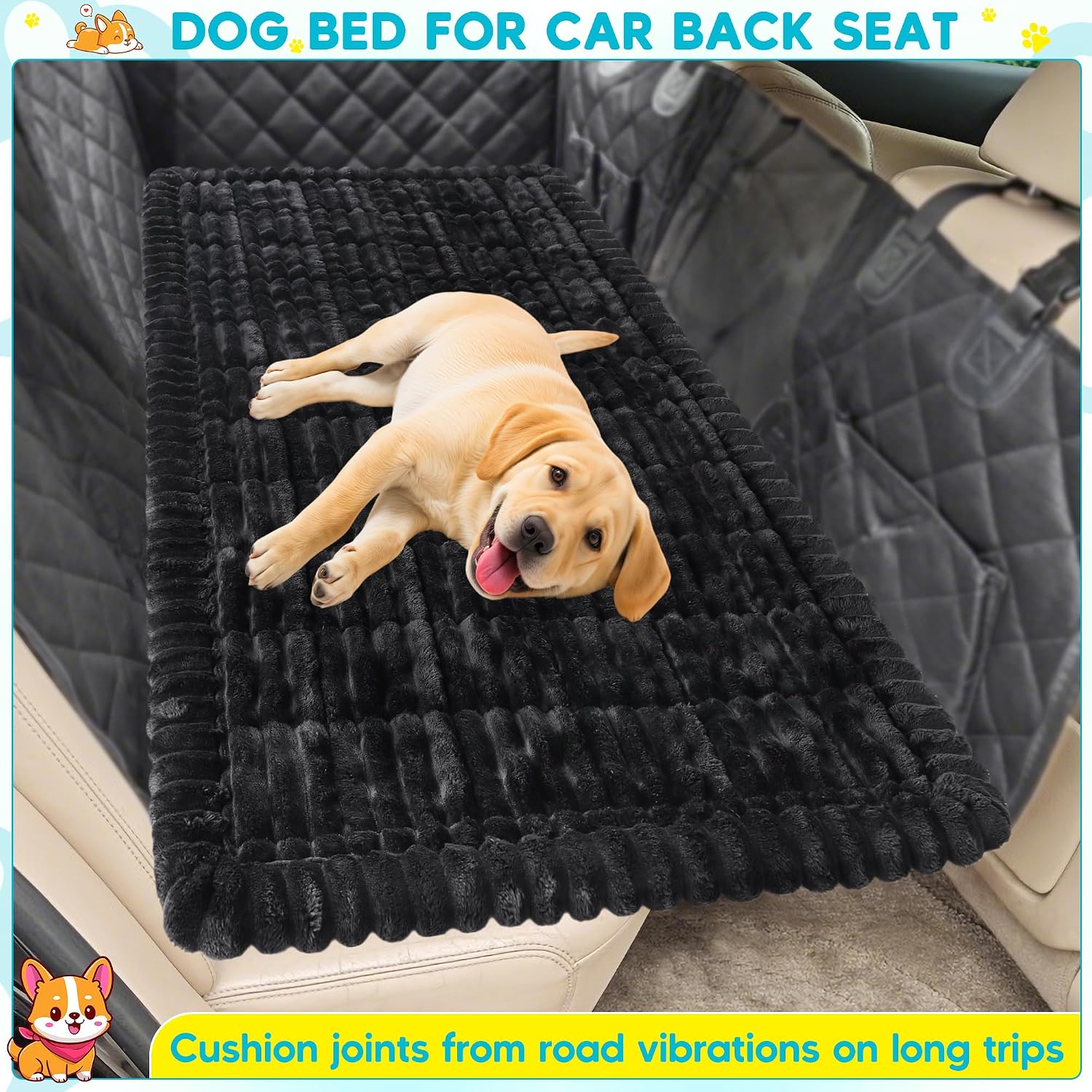 Thumbnail 4 de Loiion Hundematte Auto Rückbank – Weiche Hundedecke 127 × 62,5 × 2,5 cm, Schwarz