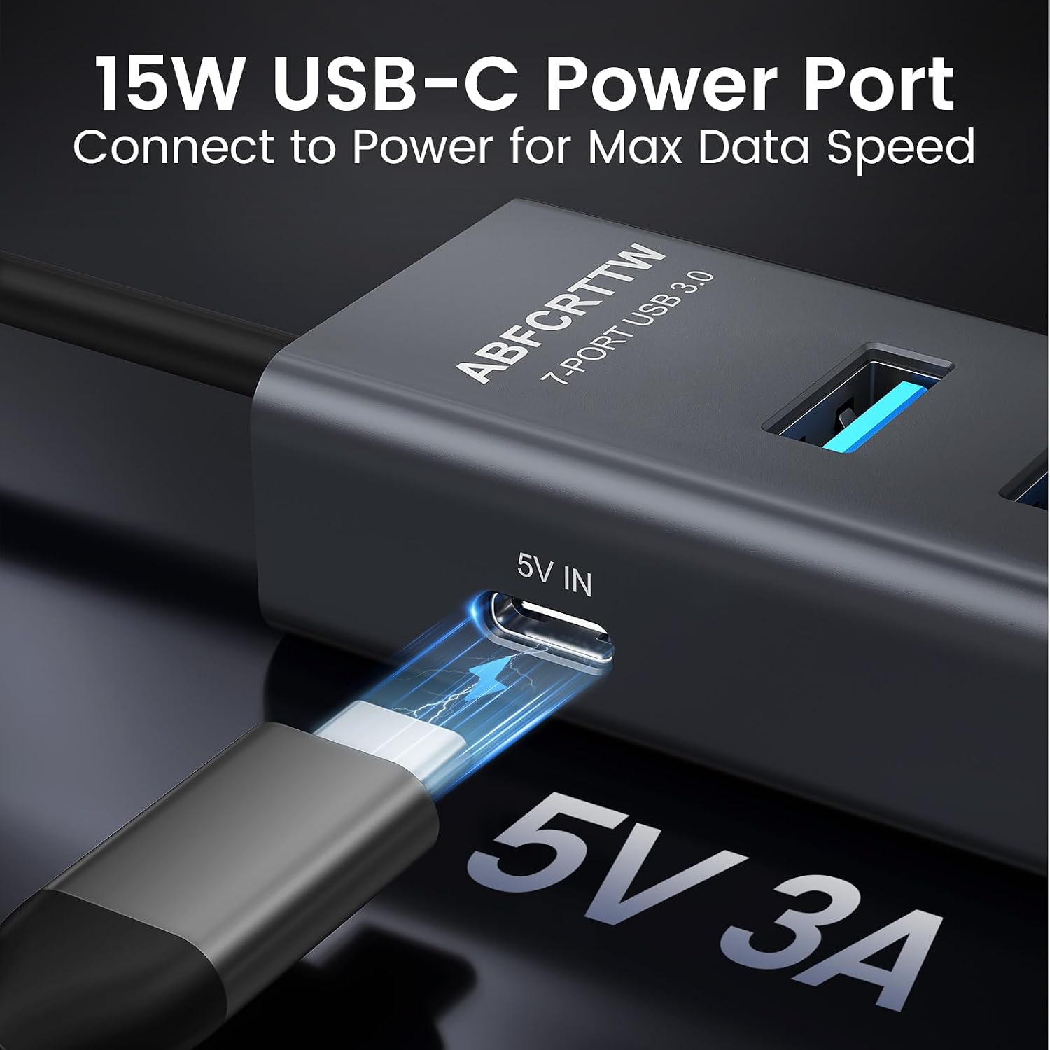 Detalle de ABFCRTTW USB-C to 7-Port USB Hub Multiport Adapter (Aluminium) with 5Gbps data