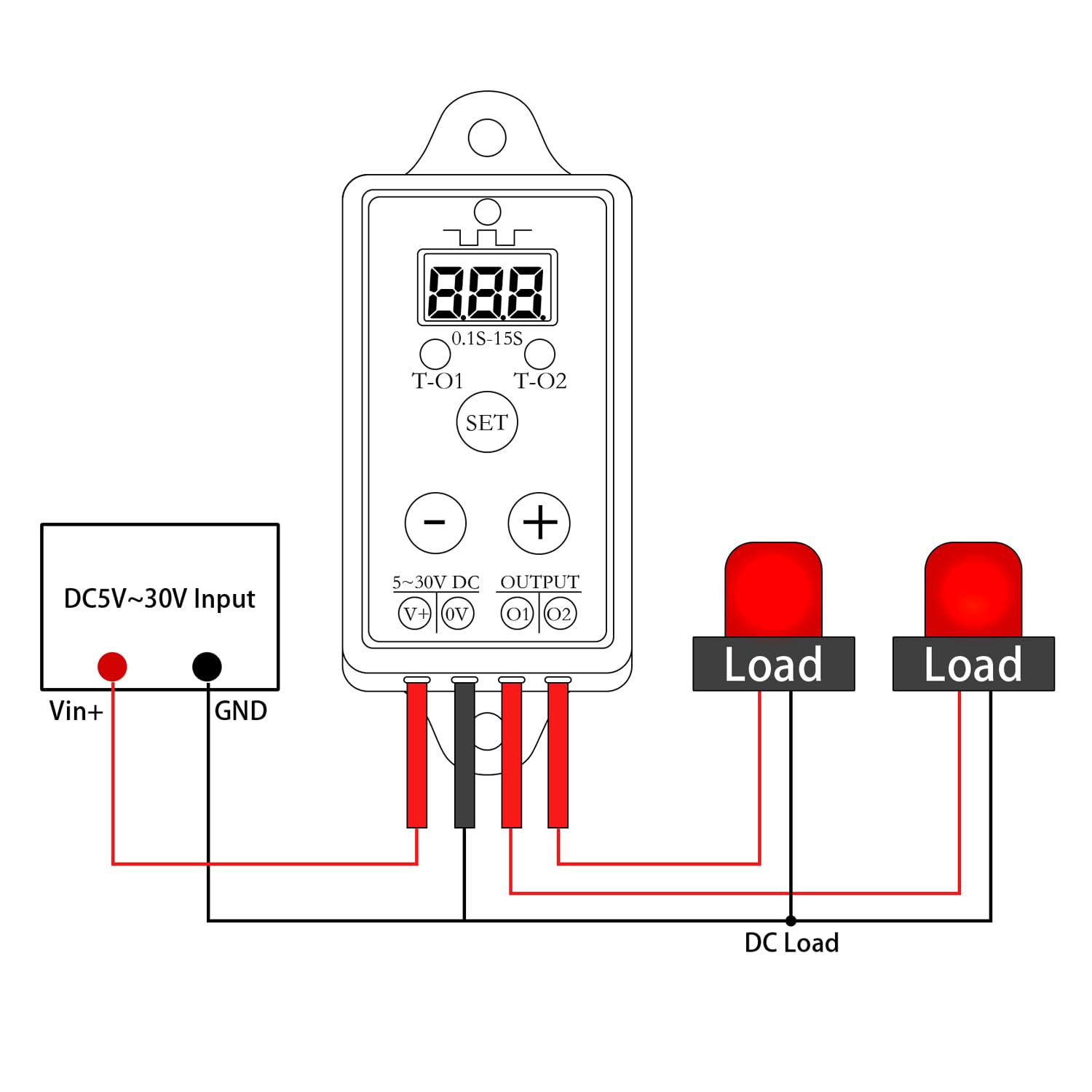 Detalle 2 de DC 5-30V 10A Dual Output Alternating Blinking Flasher Module