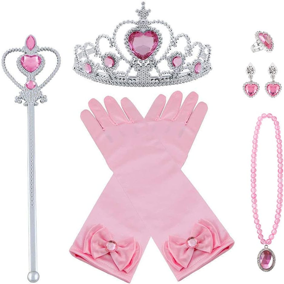 Thumbnail 6 de Vicloon set di costumi da principessa con parrucca, tiara, bacchetta e accessori (8 pezzi / 9 pezzi) per bimbi 3–9 anni