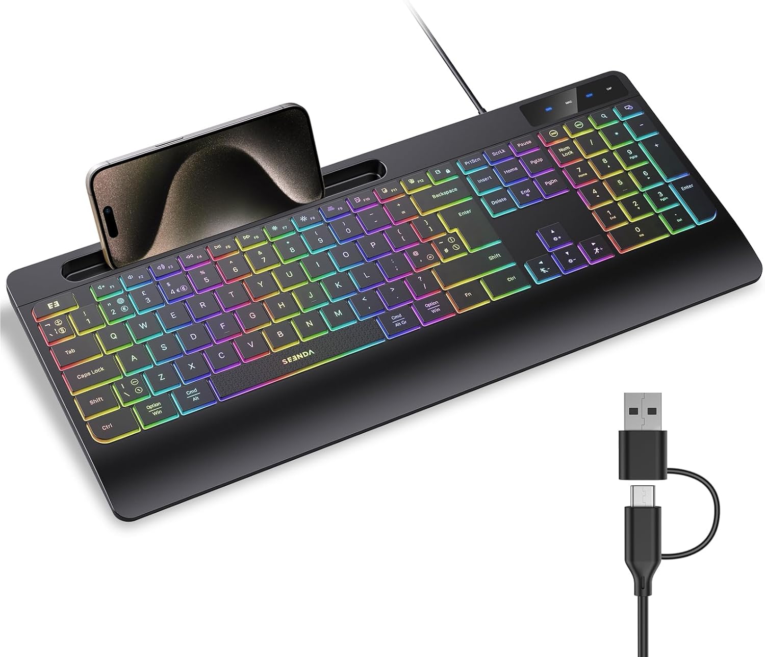 Detalle de Seenda KOE200 wired RGB keyboard for UK