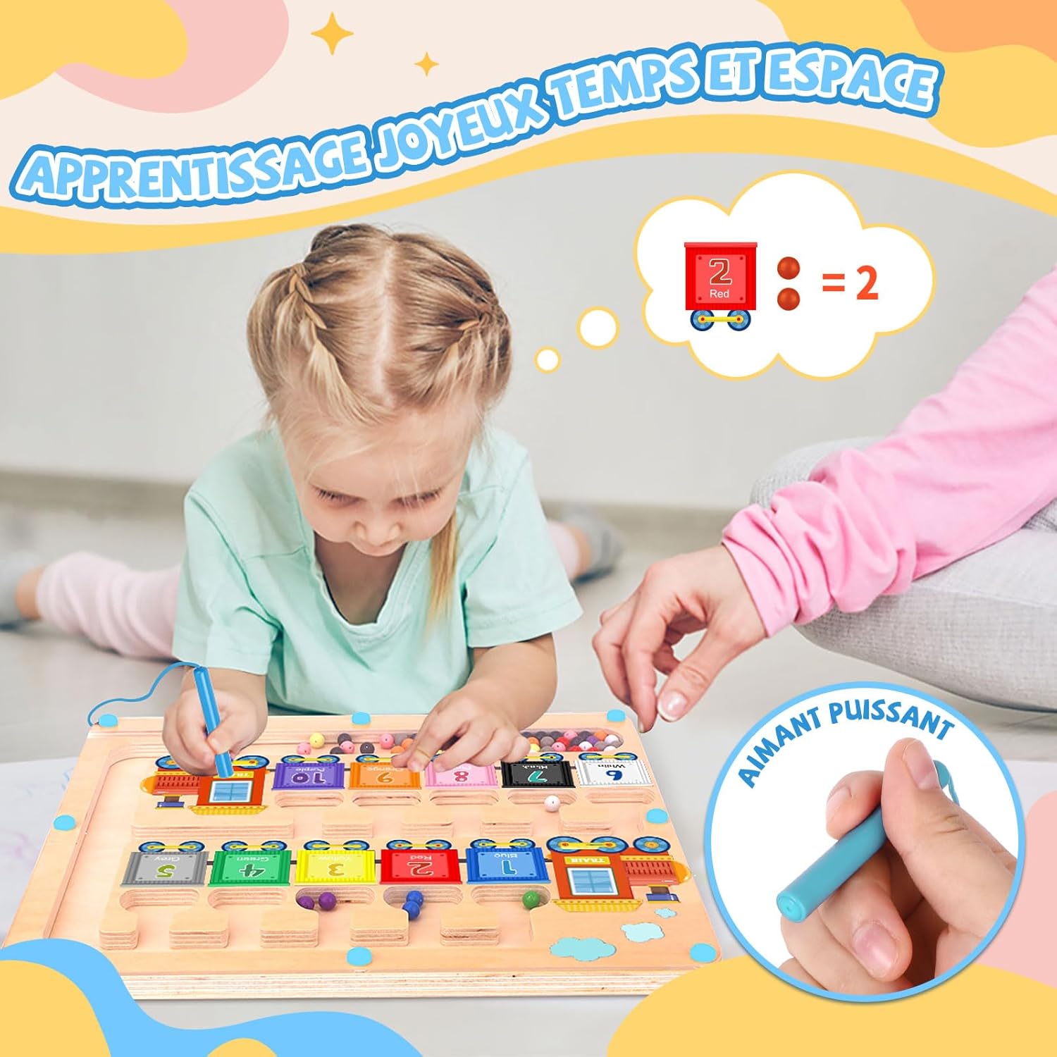 Thumbnail 5 de Jouets Montessori labyrinthe magnétique chiffres et couleurs pour enfants dès 3 ans