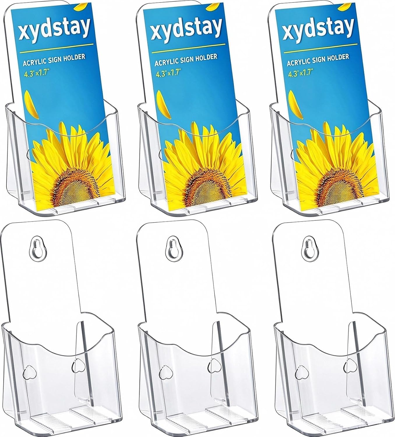 Detalle de xydstay XYD-YKL-ZLJ6 Acrylic Brochure Holders, 4-Inch Clear, 6-Pack