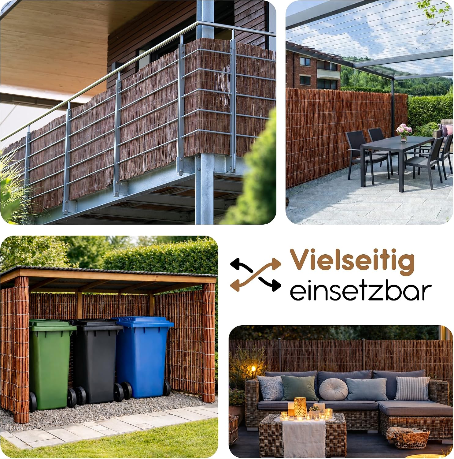 Detalle 2 de BOOGARDI Weidenmatte – Weidenzaun 160 cm hoch, 500 cm lang, 20 Größen