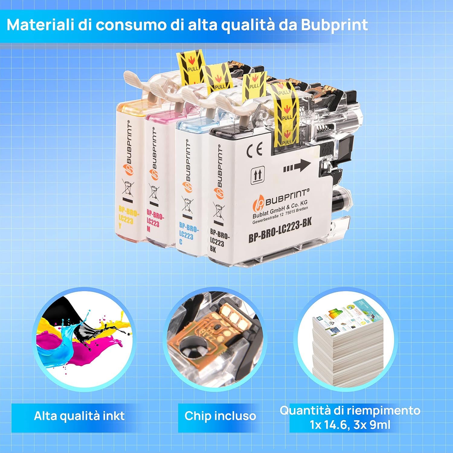 Detalle de 4 Bubprint Cartucce compatibili per Brother LC-223 XXL e modelli correlati – CMYK con chip