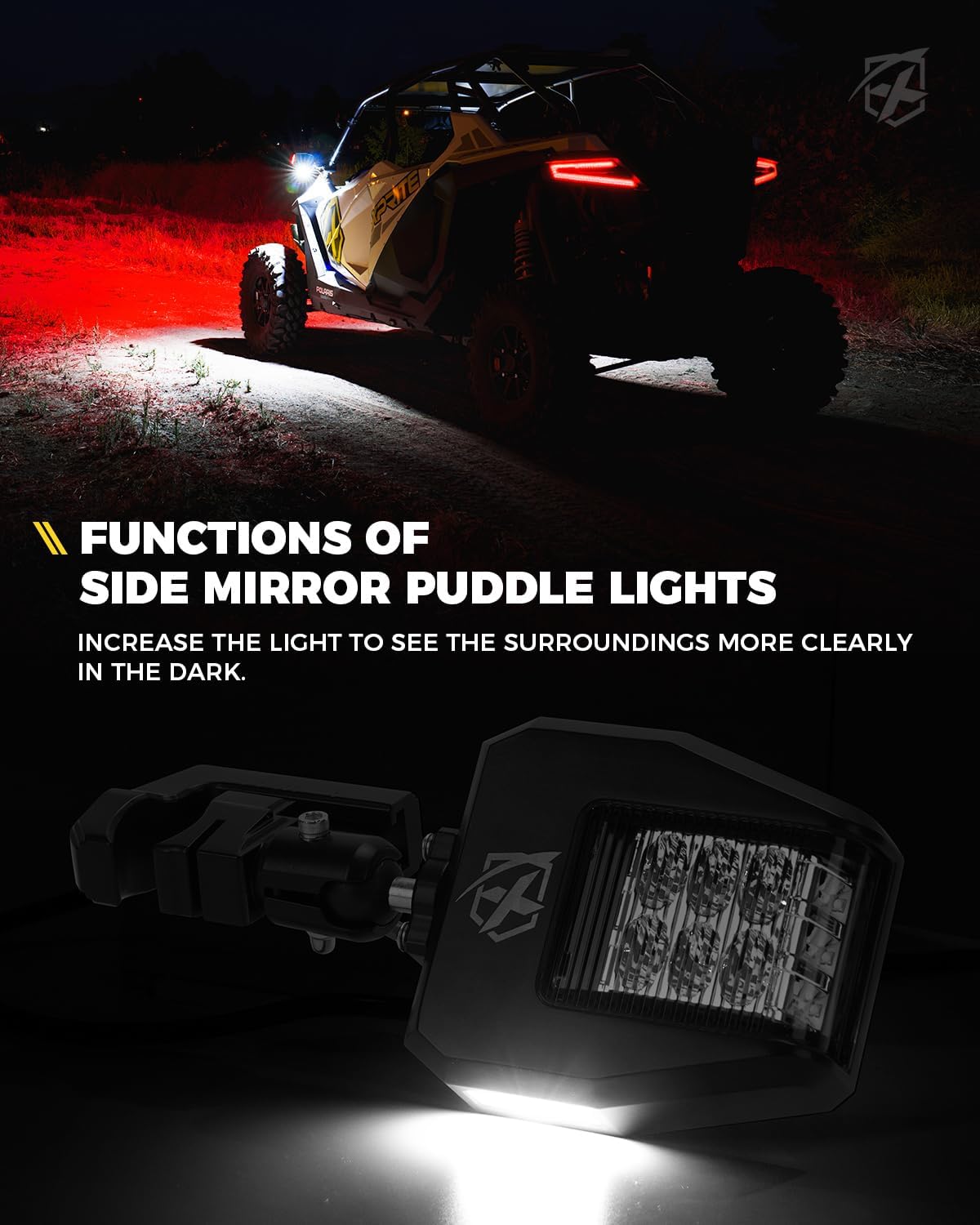 Detalle de Xprite UTV Side Mirrors with Aluminum Housing
