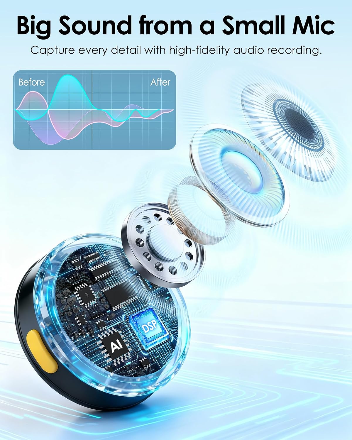 Detalle 2 de Wireless Lavalier Microphone with 360° Clip