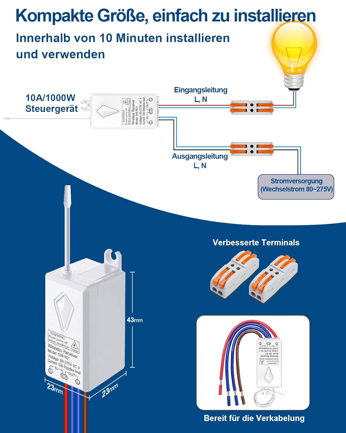 Detalle 1 de Funkschalter Set 230V mit 500 m Reichweite