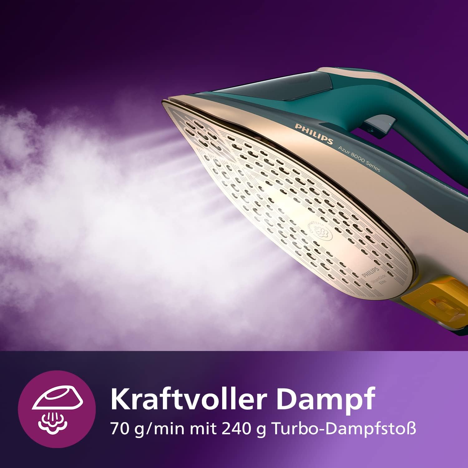 Detalle 2 de Philips Azur 8000 Serie Dampfbügeleisen DST8030/70 – OptimalTEMP, 3000 W, 70 g/min Dauerdampf
