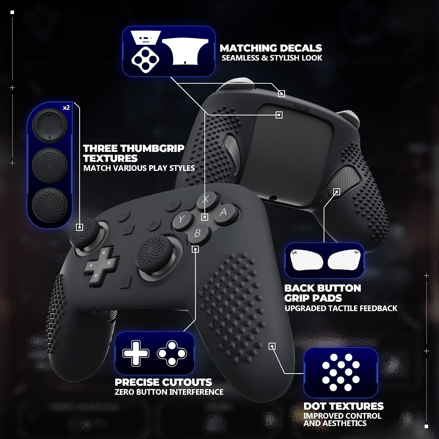 Thumbnail 5 de PlayVital Silicone Cover Skin for Nintendo Switch 2 Pro Controller – 3D Studded Edition