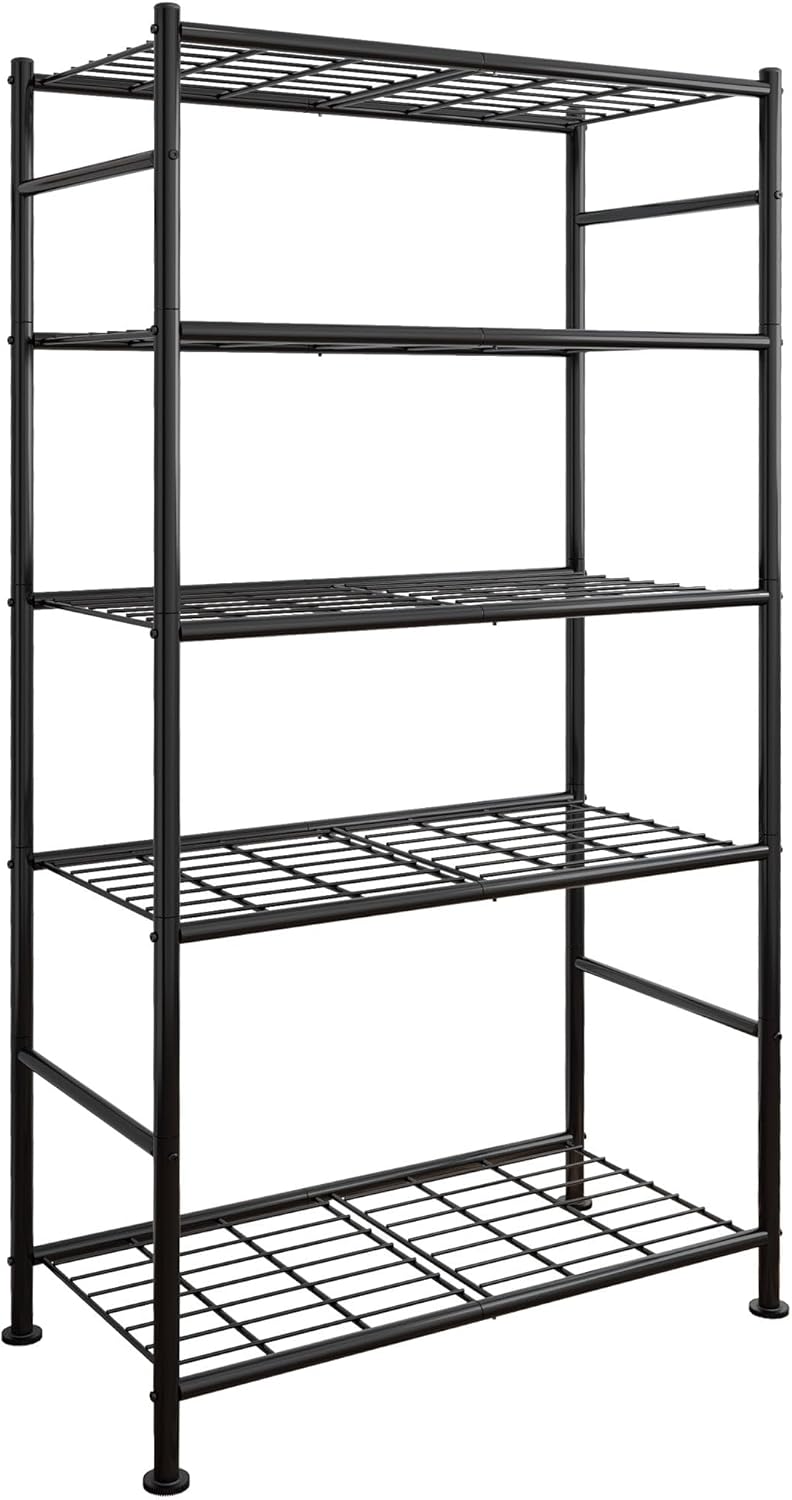 Sakugi Storage Shelves 5-Tier Metal Shelving Unit with Leveling Feet (Black) – 72" H, Garage/Closet/Pantry Organizer