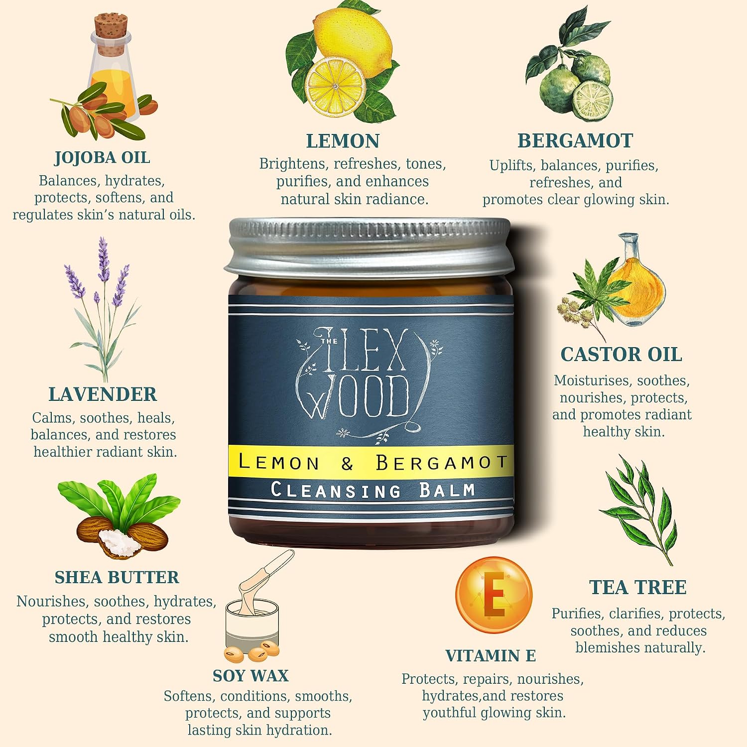 Detalle de The Ilex Wood Lemon & Bergamot Cleansing Balm — 60ml