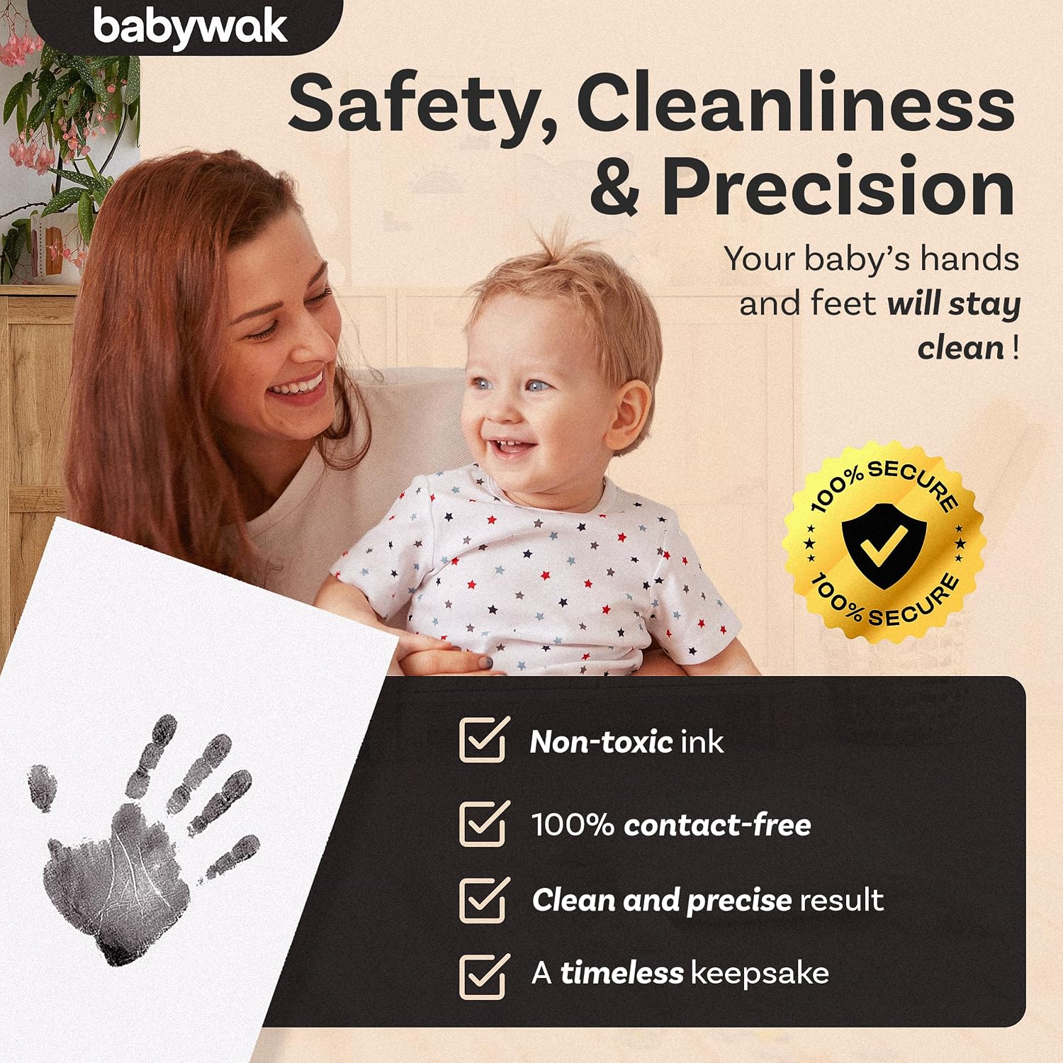 Detalle de Baby Hand and Footprint Kit – Inkless Clean Touch (Small, 0–6 Months)
