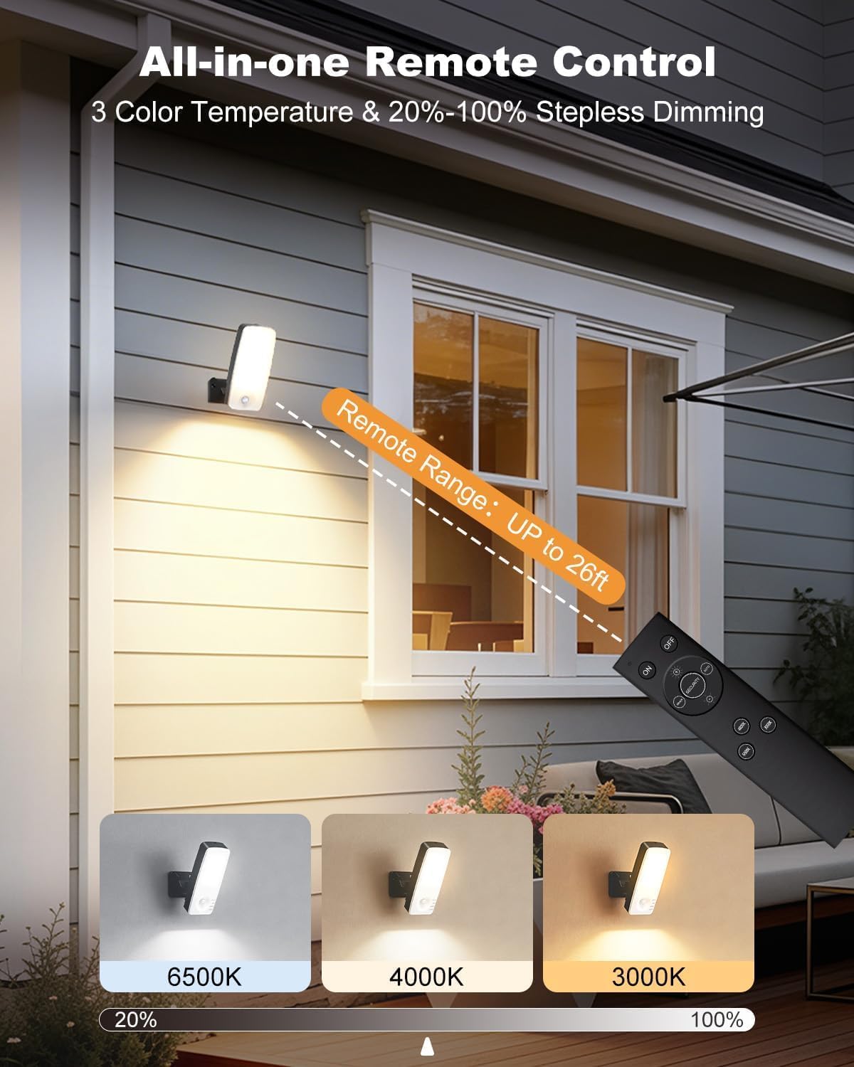 Thumbnail 5 de Vighep Rechargeable Outdoor Wall Light with Remote – 10000mAh, 600 Lumen, IP65