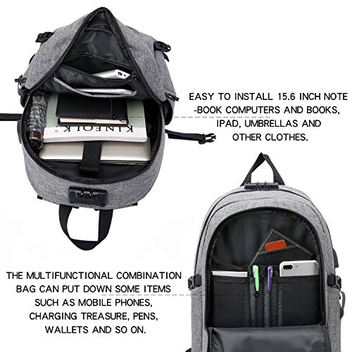 Detalle de WENIG Sac à Dos Anti-Vol 15.6 Pouces — Étanche, USB Charging Port et Organisation Optimale pour Bureau/Voyage