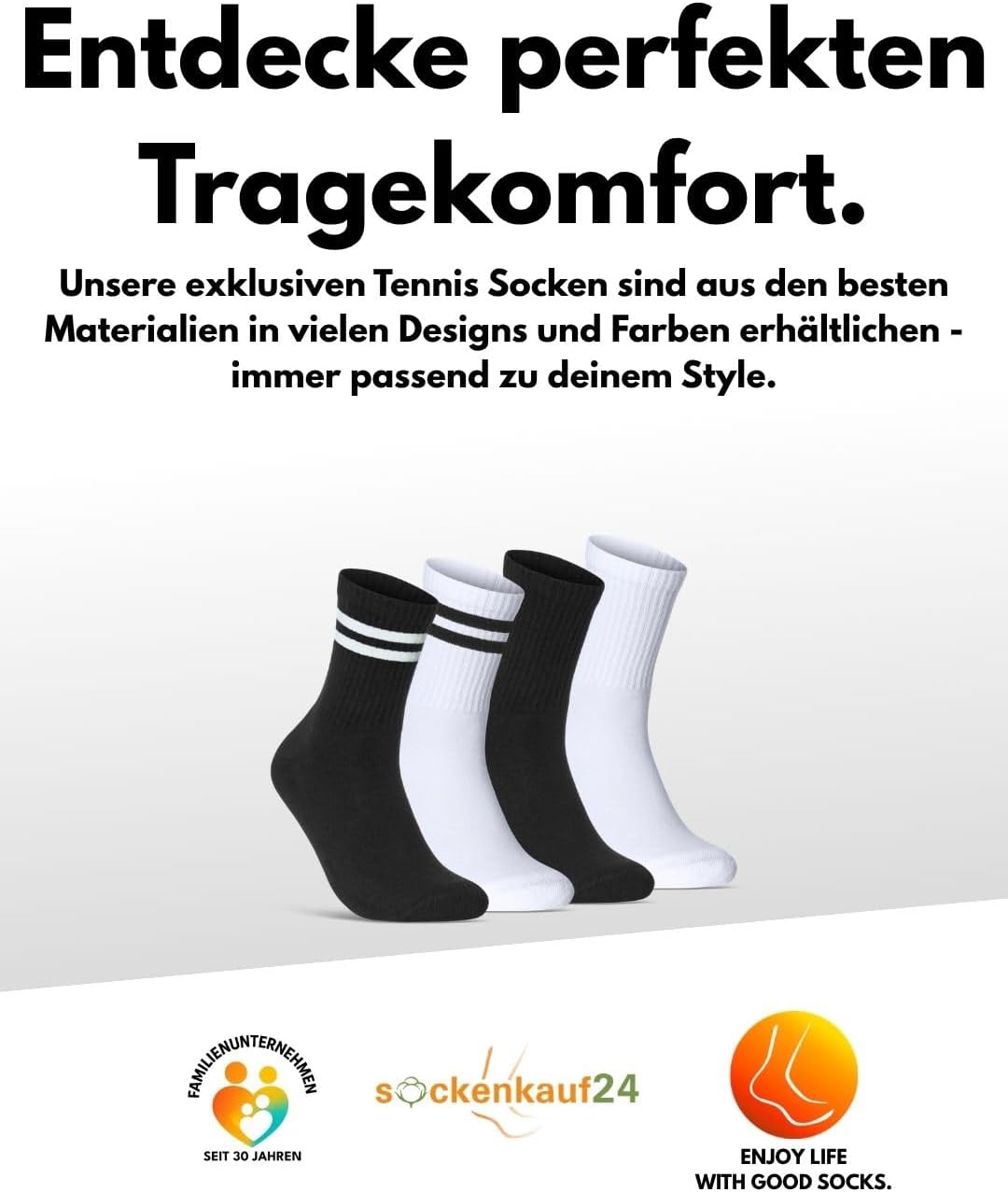 Thumbnail 6 de sockenkauf24 Herren Tennissocken (6 Paar) – gepolsterte Retro Crew Sportsocken mit verstärkter Ferse & Fußspitze