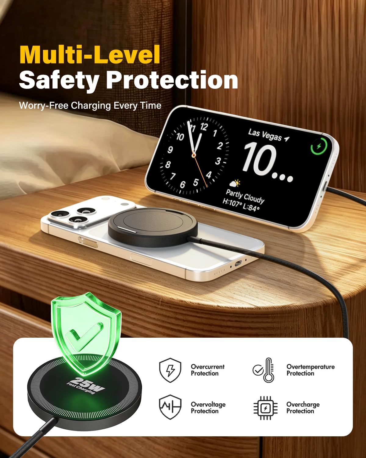 Detalle 1 de WayLite 25W Magnetic Wireless Charger 2-Pack with Stand, Black