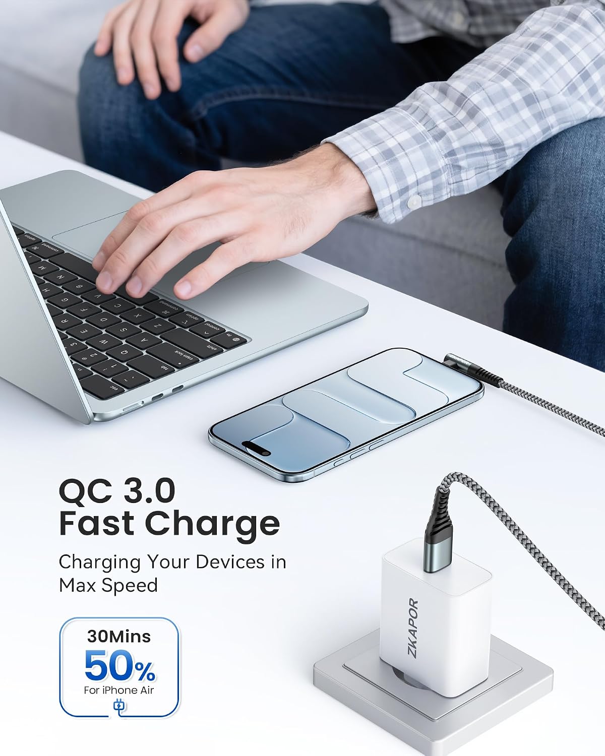 Thumbnail 2 de ZKAPOR USB-C Cable 1M Right Angle