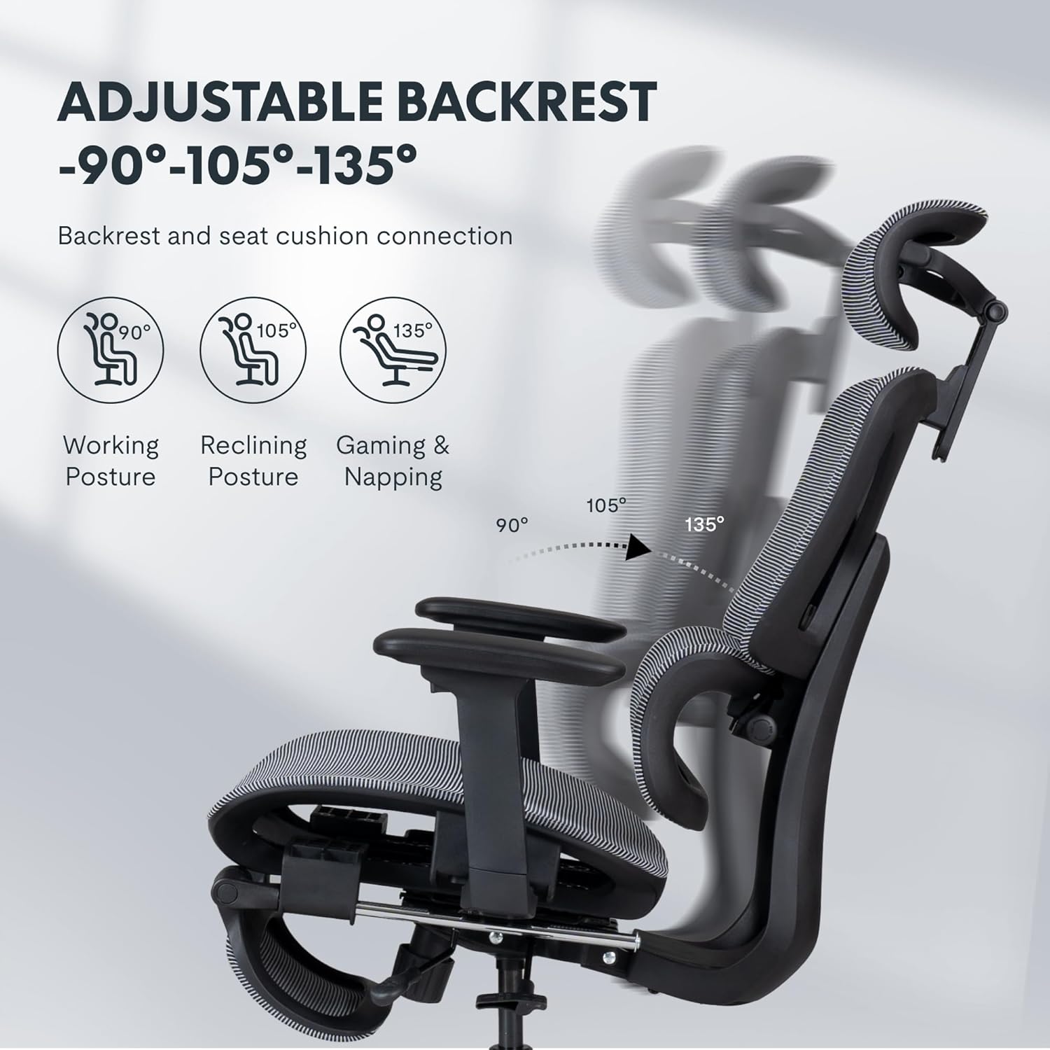 Thumbnail 5 de FLEXISPOT C7 Pro Chaise de Bureau Ergonomique avec Repose-Pieds et Accoudoirs 3D