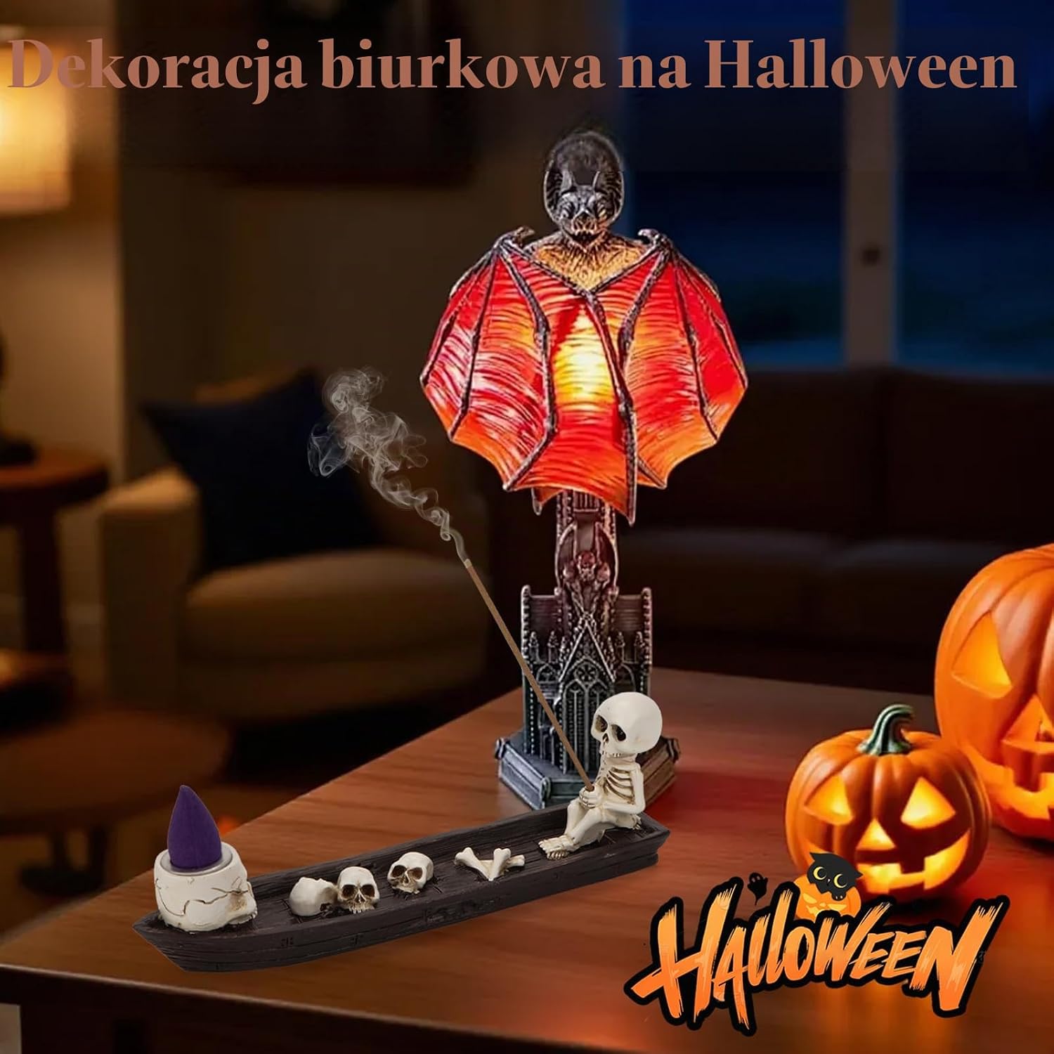Detalle de Fonyet LQQ-3813 – gotycki uchwyt na kadzidełka 2 w 1, dekoracja Halloween
