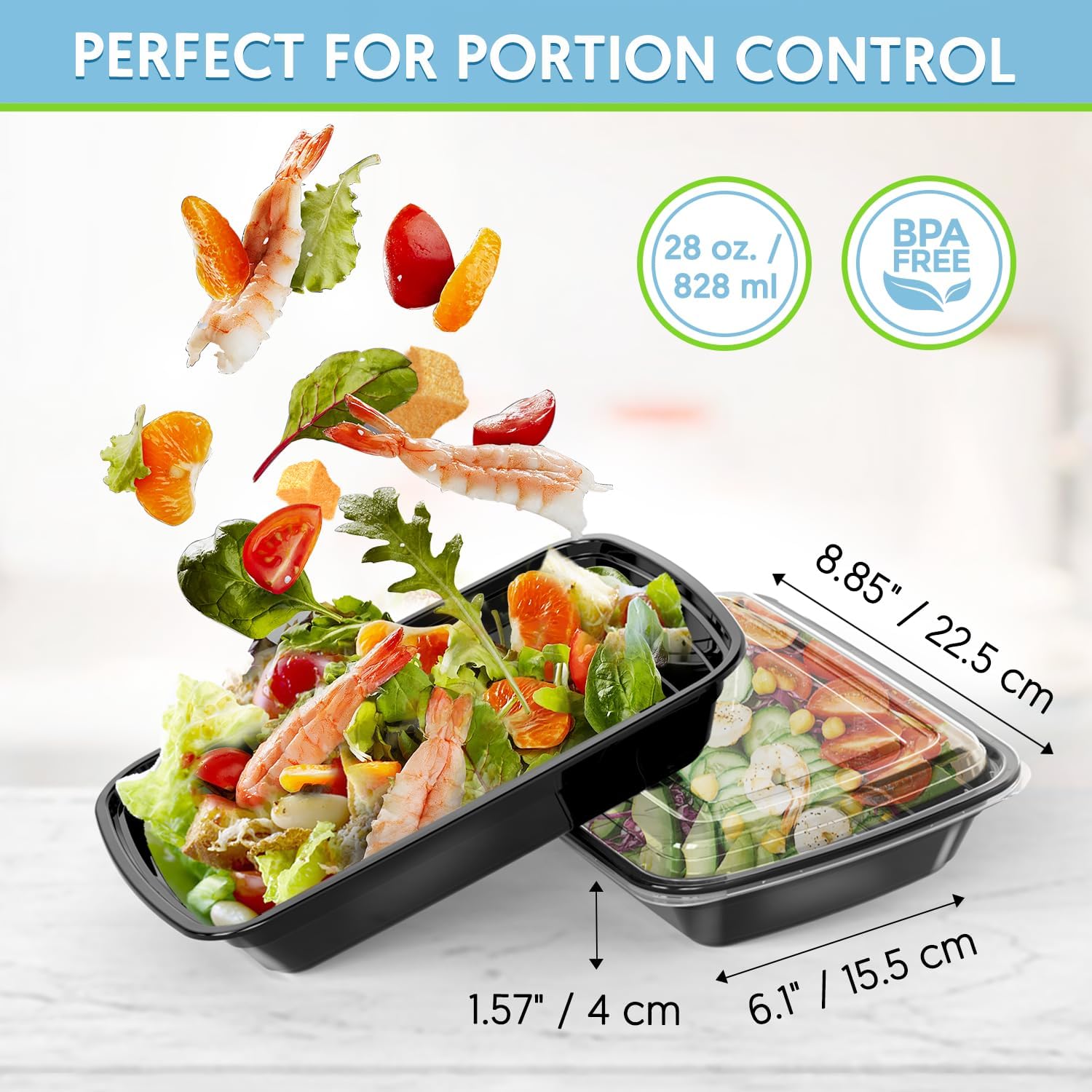 Detalle de GUANFU Meal Prep Containers 28 oz 10-pack 🍱