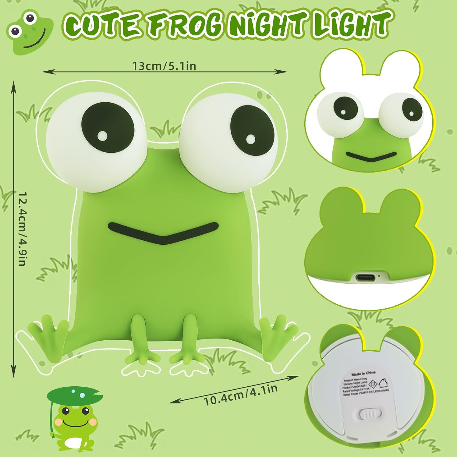 Detalle 2 de OCCOUMR Frosch Nachtlicht LED mit 1200 mAh