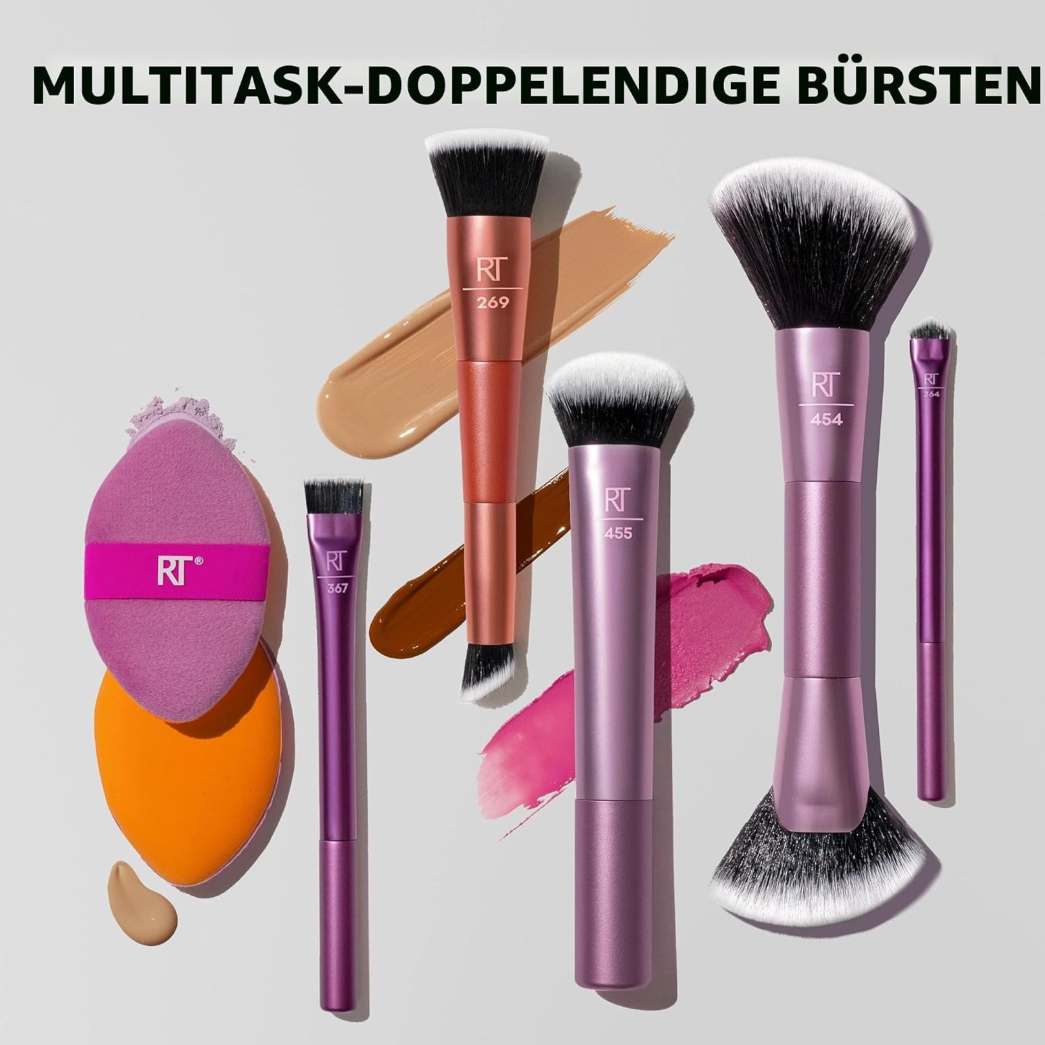 Detalle de Real Techniques Big Blends Energy Pinsel-Set (6-teilig) für Puder, Creme & Flüssigprodukte – vegan & tierversuchsfrei