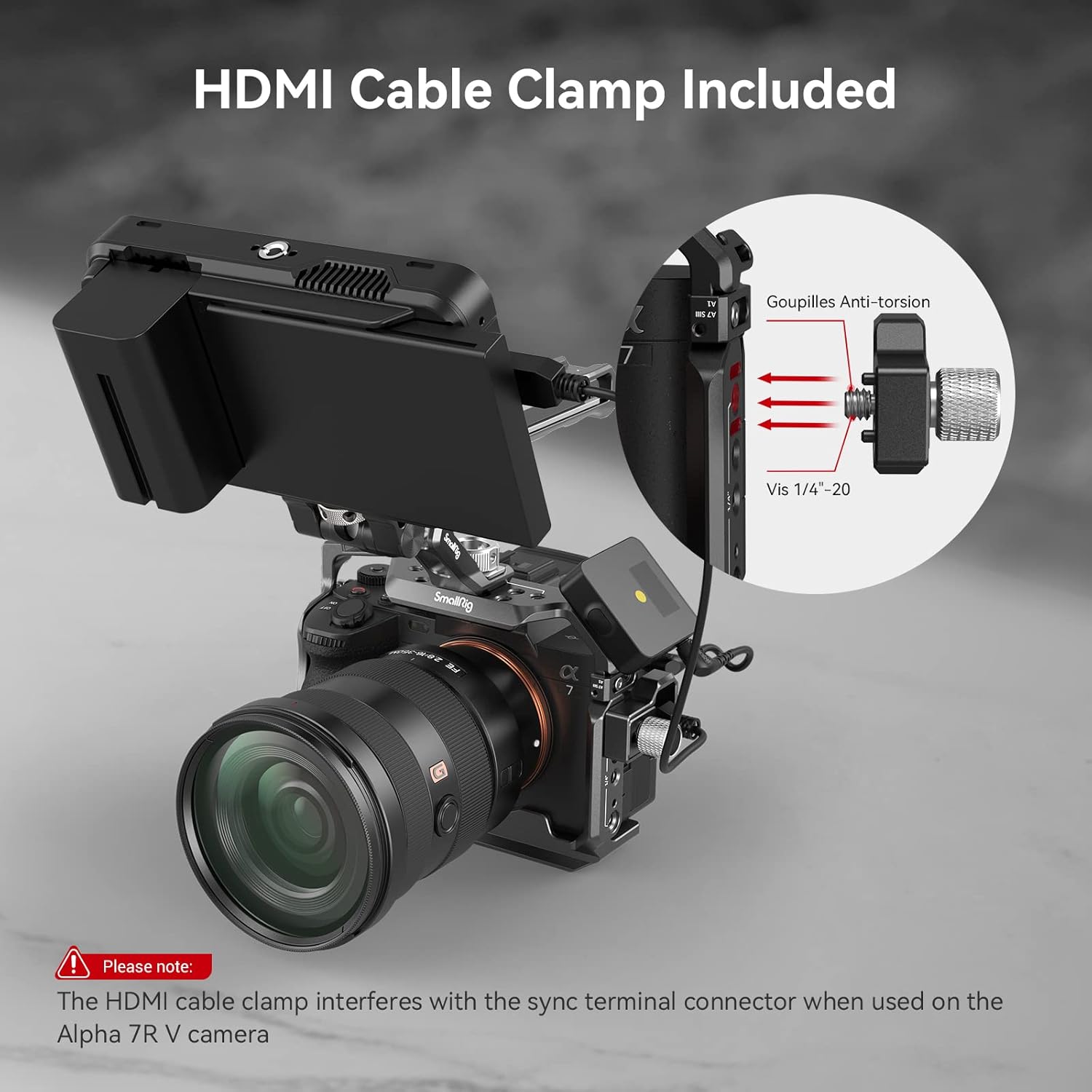 Thumbnail 4 de SMALLRIG HawkLock Schnellwechsel-Cage-Kit 3669D für Sony Alpha 7R V / 7S III / Alpha 1 (Vollkäfig mit Griffen & HDMI-Kabelklemme)