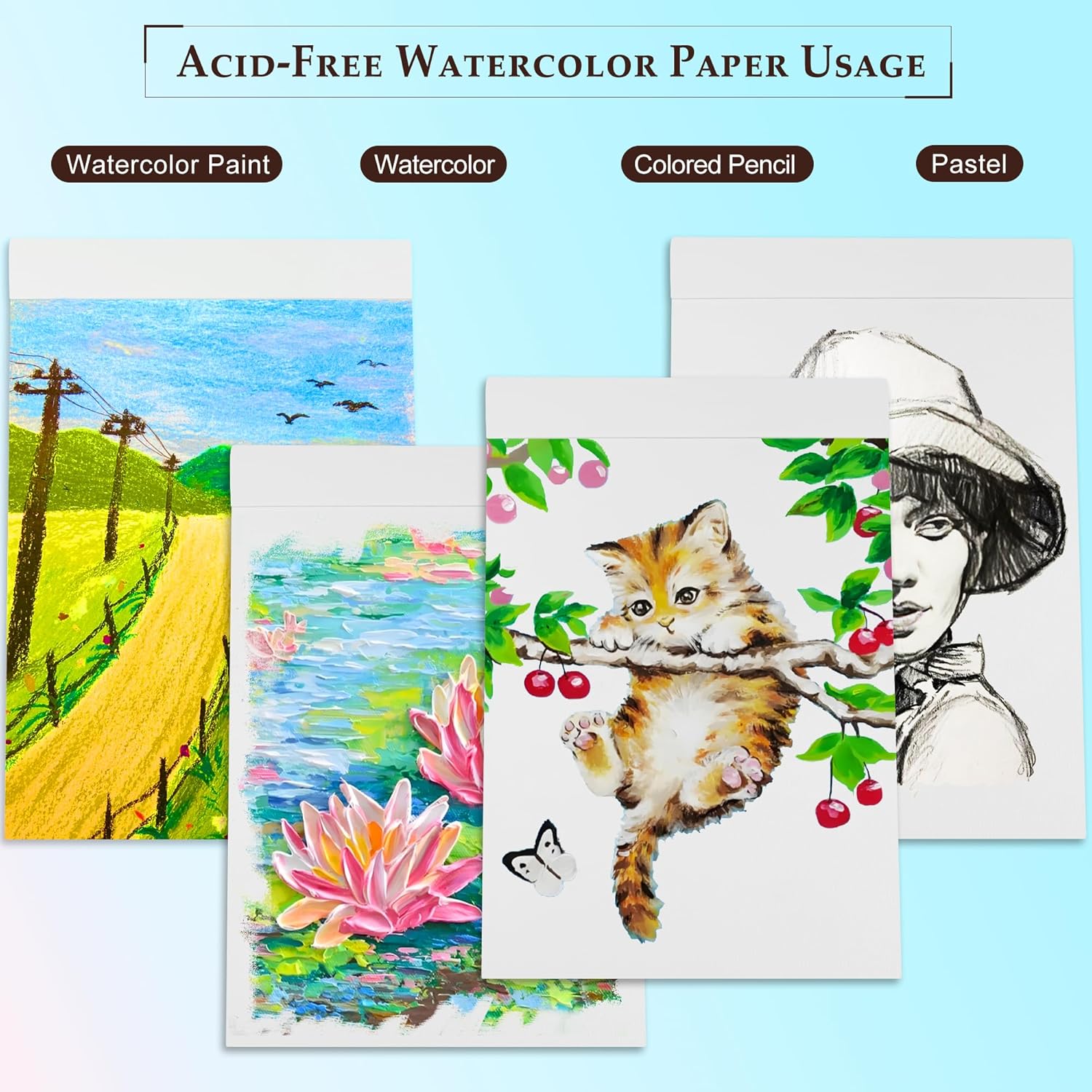 Thumbnail 5 de KINSPORY Carta acquarello A4 300 g/m², 30 fogli 🎨