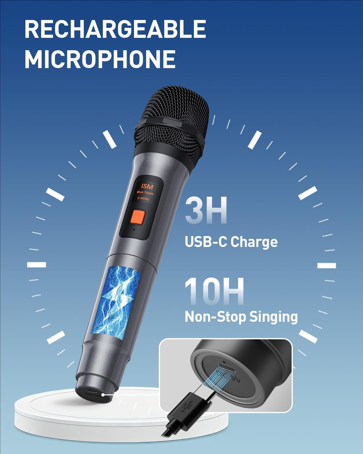 Detalle 2 de VERKB T-09 Karaoke Machine, 150W Peak, Bluetooth 5.3, Two Wireless Mics