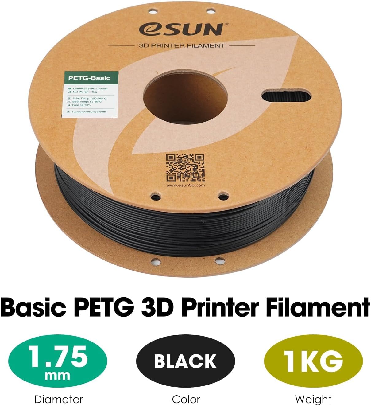 Detalle de eSUN PETG Basic 1,75 mm argento, filamento PETG ad alta tenacità da 1 kg per stampanti 3D