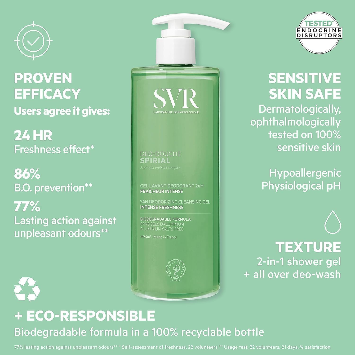 Detalle de SVR SPIRIAL All-over 24hr Deodorising Wash-Off Cleansing Gel — Aluminium Salts-Free