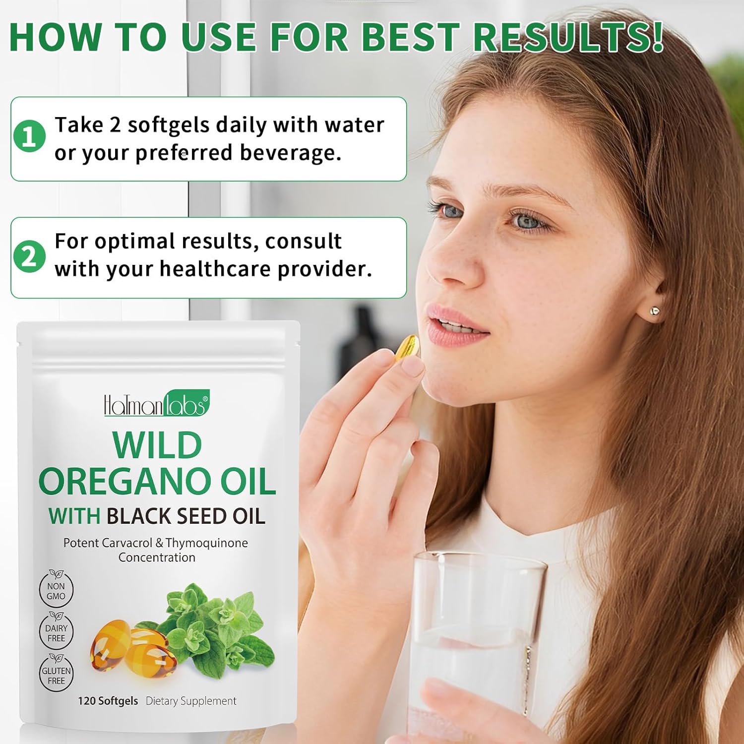 Thumbnail 5 de Capsules d'Huile D'Origan 2 en 1 avec huile de nigelle – 120 gélules végétaliennes