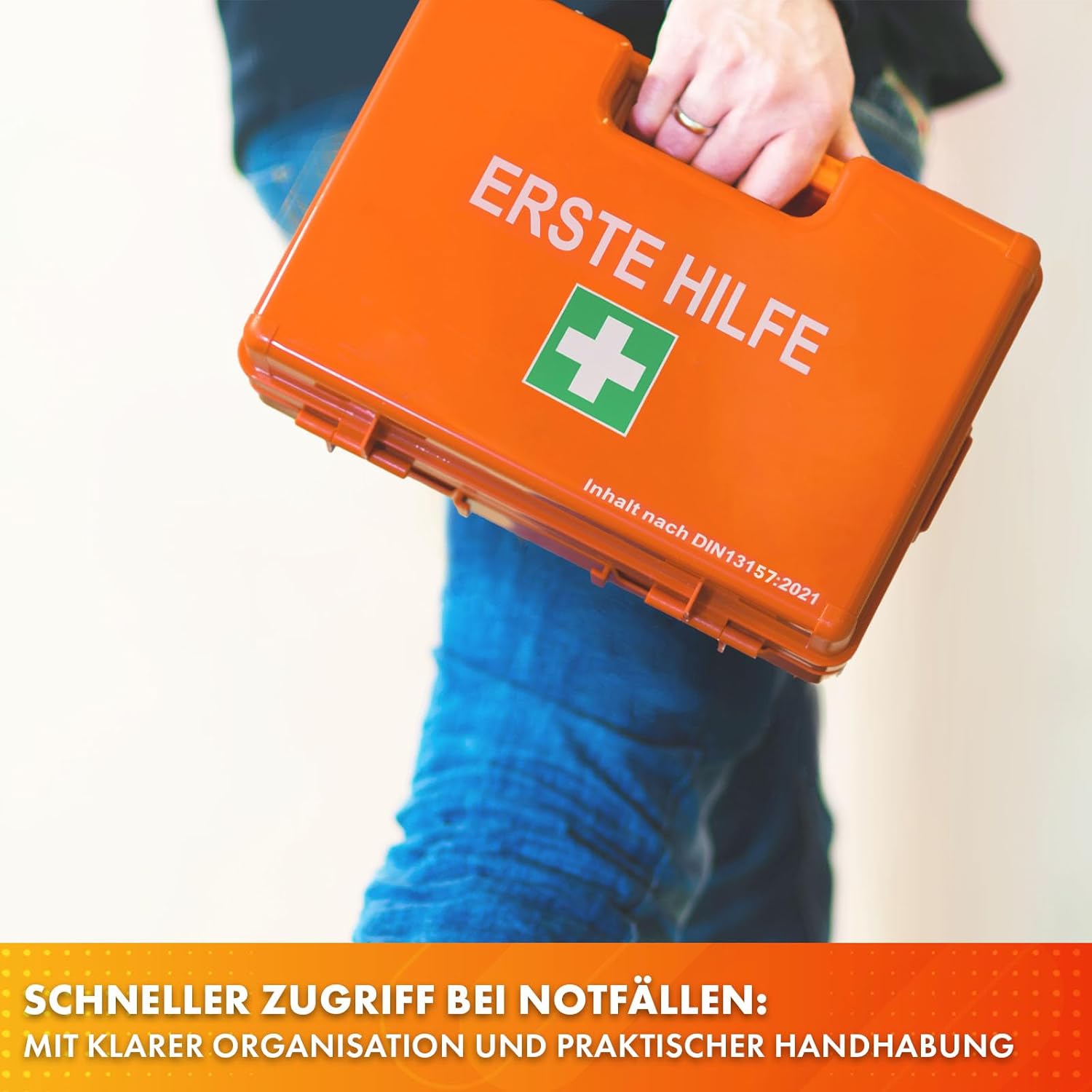 Thumbnail 2 de KARAT Kleine Erste Hilfe Kasten für Betriebe DIN 13157:2021 gefüllt inkl. Wandhalterung – Notfallbox für Werkstatt, Büro & Gastro (bis 50 Mitarbeiter)