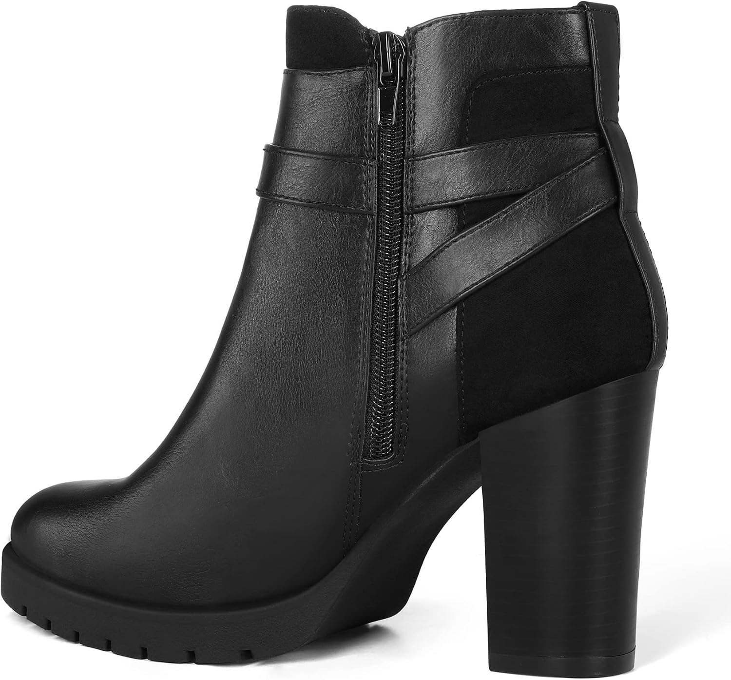 Detalle 2 de mysoft Women's Ankle Boots with Side Zip, Wide Fit and 3.2-Inch Heel