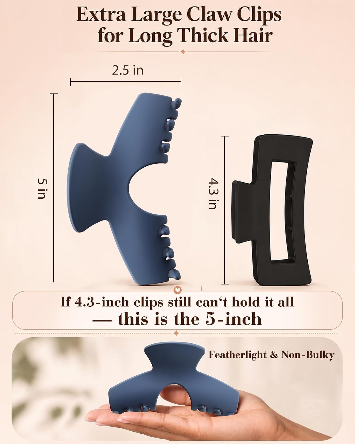 Detalle 2 de CHLINS Jumbo Hair Claw Clips 5-Inch