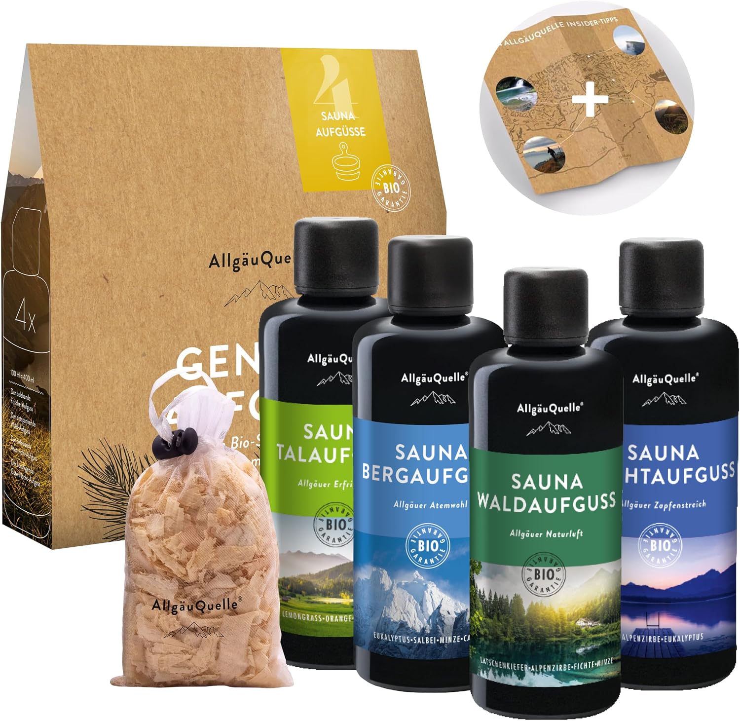 Thumbnail 6 de AllgäuQuelle® Bio Saunaaufguss Set (2 x 100 ml) mit Sauna-Ölen und UV-geschützten Glasflaschen