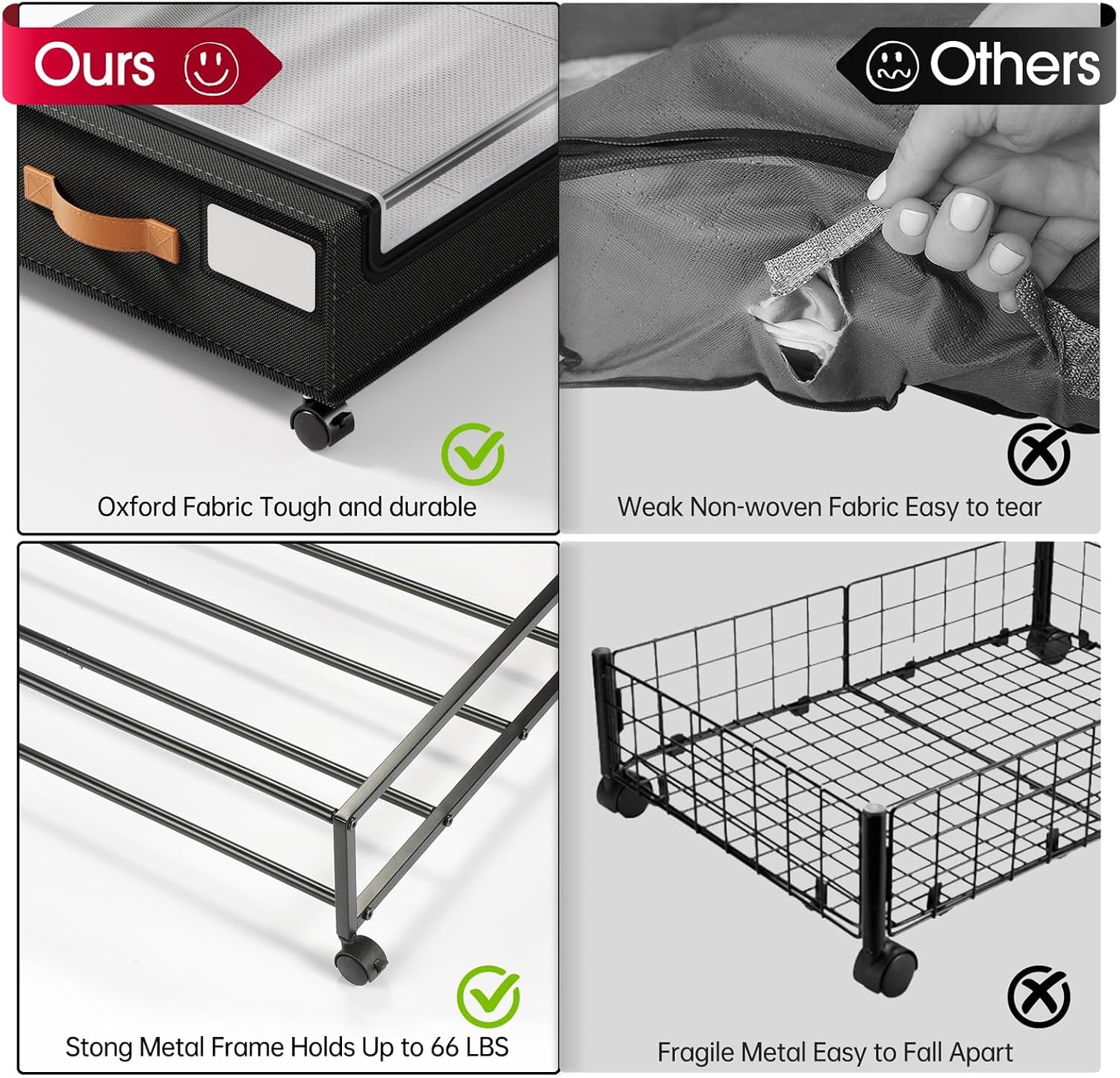 Detalle de Yecaye Under-Bed Storage with Wheels, 60L
