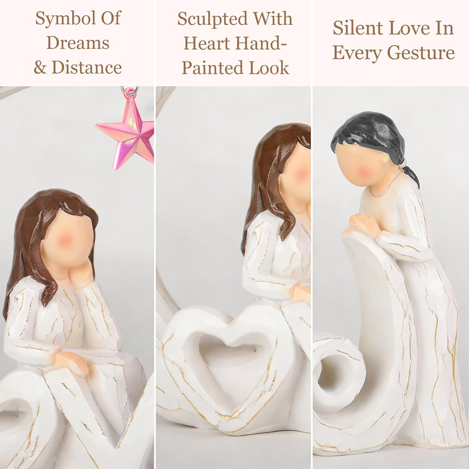 Thumbnail 4 de AC AATVE Mother & Daughter Resin Figurine with Pink Star – I Love You to the Moon and Back Keepsake
