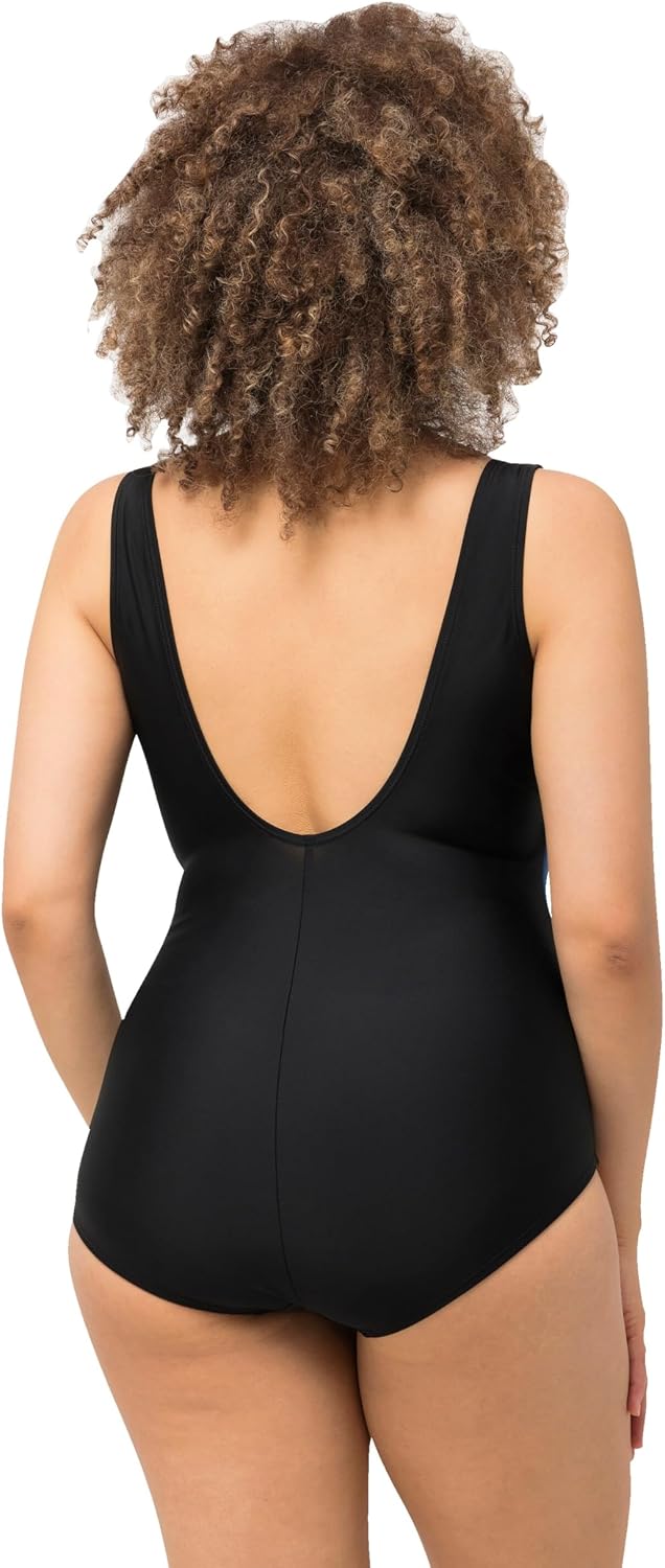 Detalle de Ulla Popken Costume da Bagno con Gradiente di Colore, Materiale Riciclato e Coppe Morbide 826266