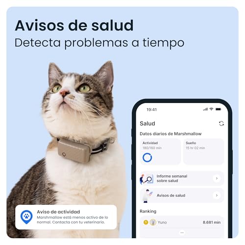 Detalle de Tractive Collar Gato GPS Mini: localización en tiempo real y salud de tu felino