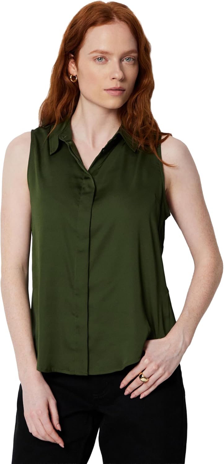 Detalle 2 de Amazon Essentials Damen Ärmellose Bluse mit Knopfleiste in normaler Passform