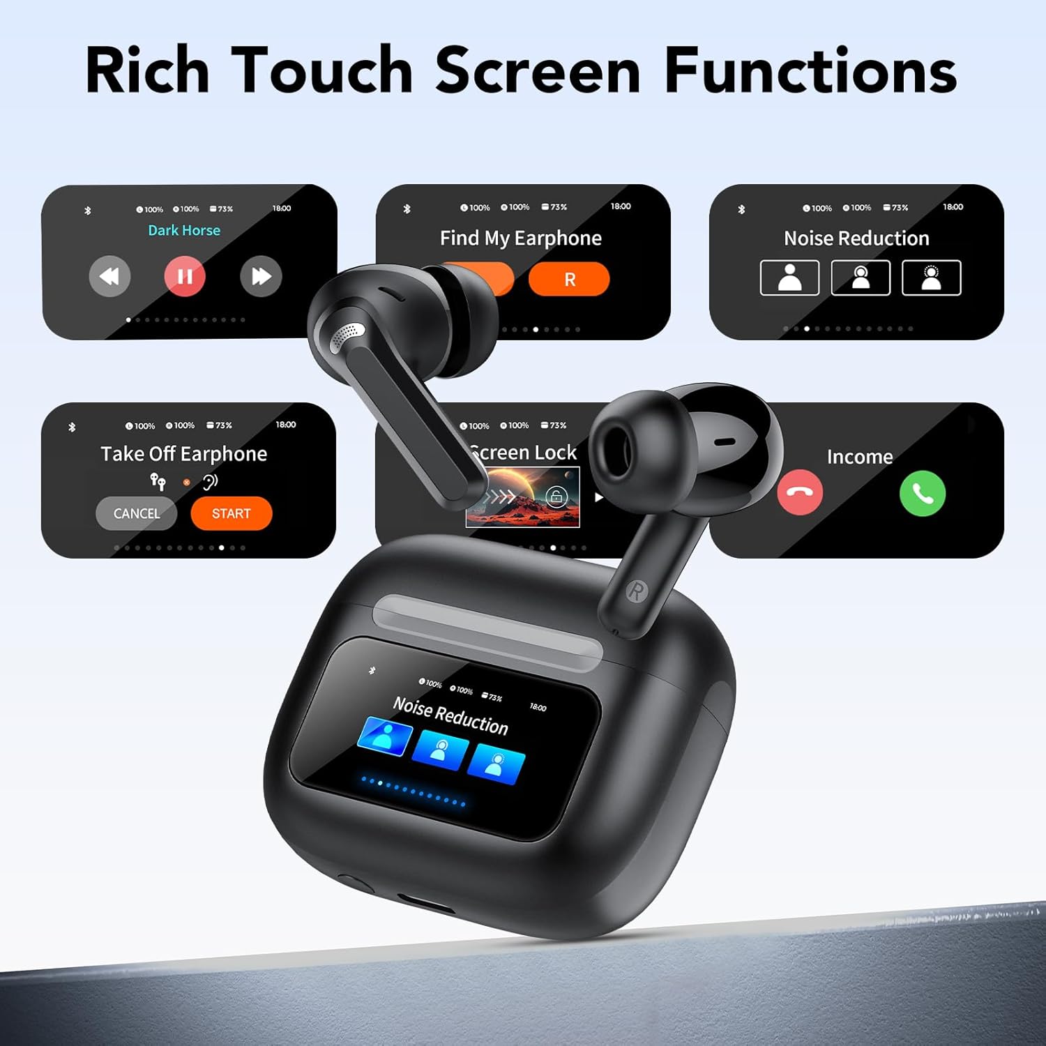 Thumbnail 4 de Antirumore Cuffie Bluetooth 5.4 con Touch Screen Multifunzione, ANC/ENC, 50 Ore, 5 modalità EQ, IPX7