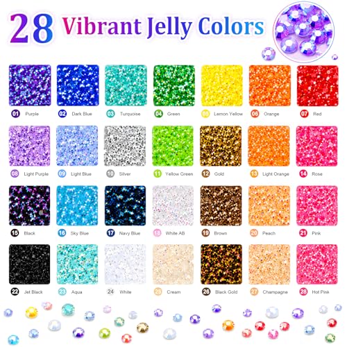 Thumbnail 1 de Lakudayy 28 Colors Resin Jelly Rhinestones Bedazzling Kit – 30,000 Pcs, 3mm Flat Back Gems with Tweezers and Pick-Up Pen