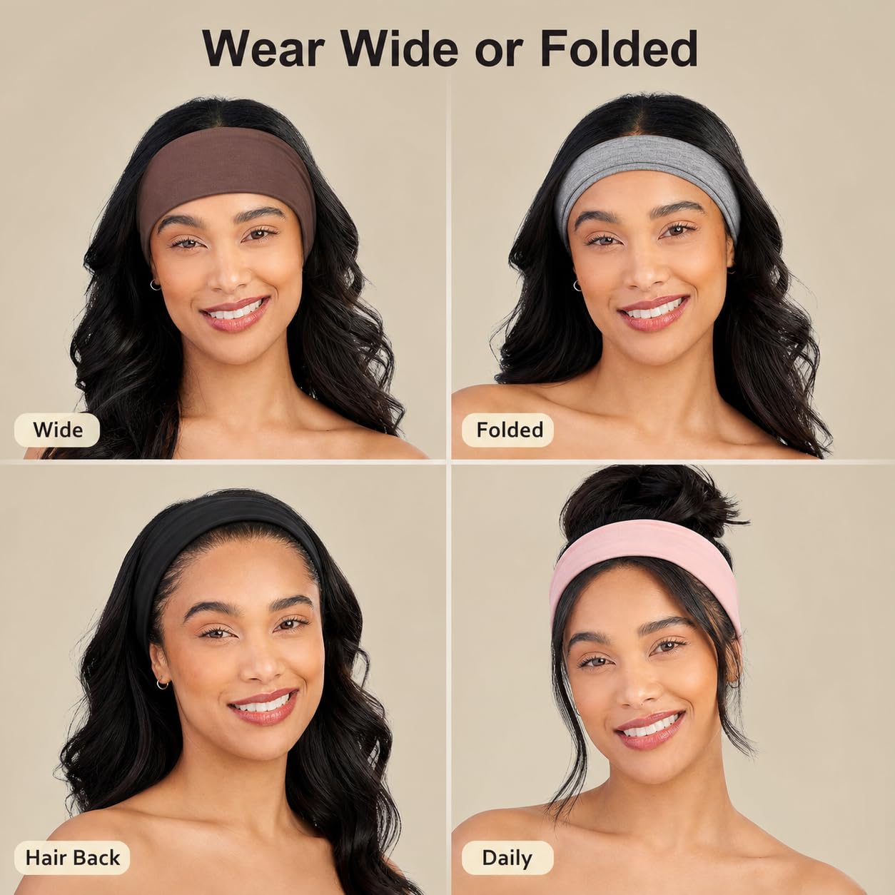 Thumbnail 2 de DiyJibb Wide Workout Headbands for Women, 7-Pack Cotton Blend