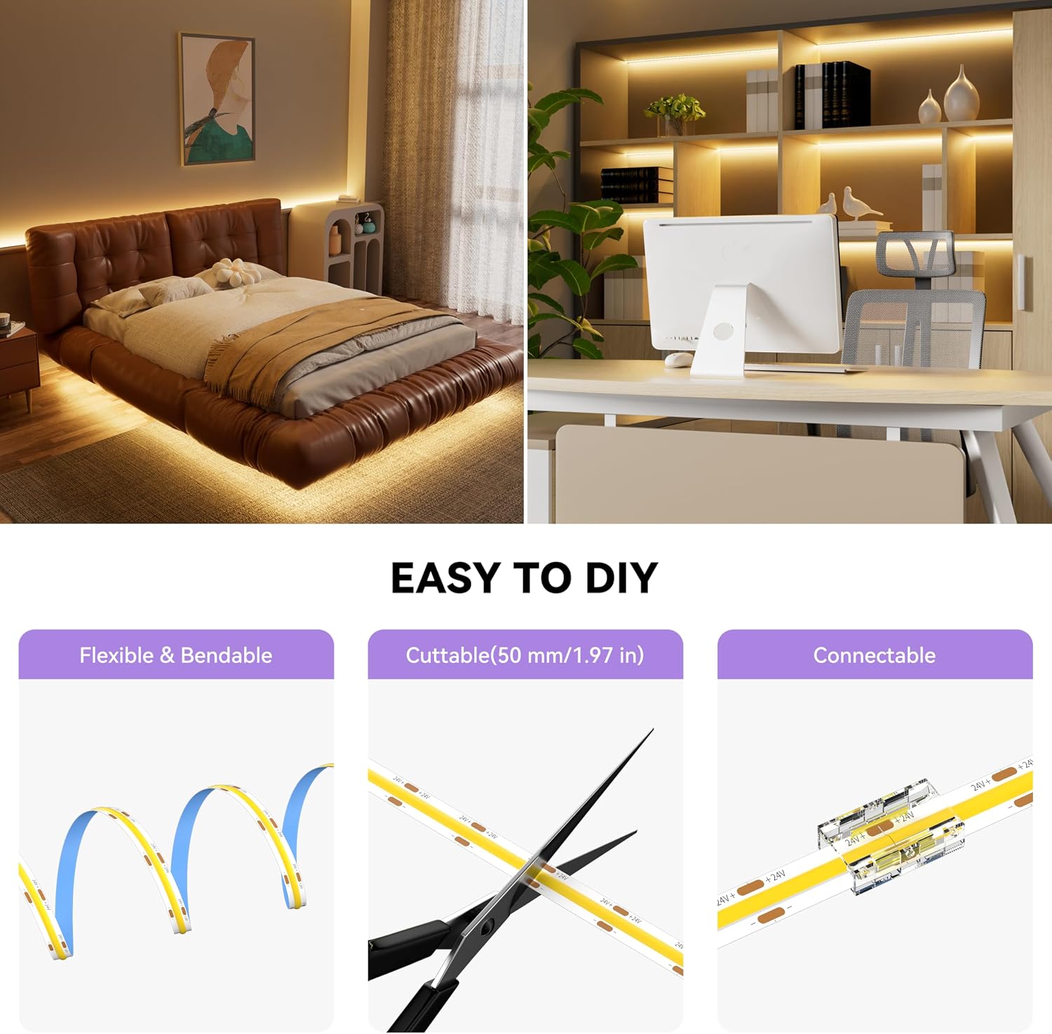 Detalle 2 de MIWISE MCOB320DF10W24-10M-2700K-13KEY COB LED Strip, 2700K, Dimmable