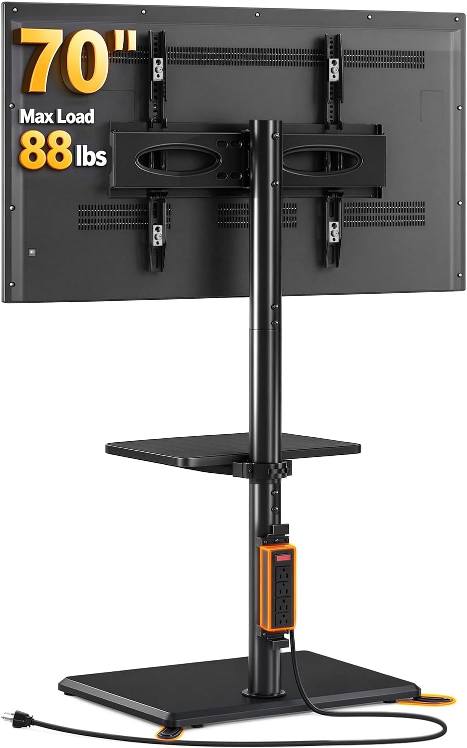 Detalle de TVON Floor TV Stand with Power Outlet for 32-65 inch TVs up to 88 lbs