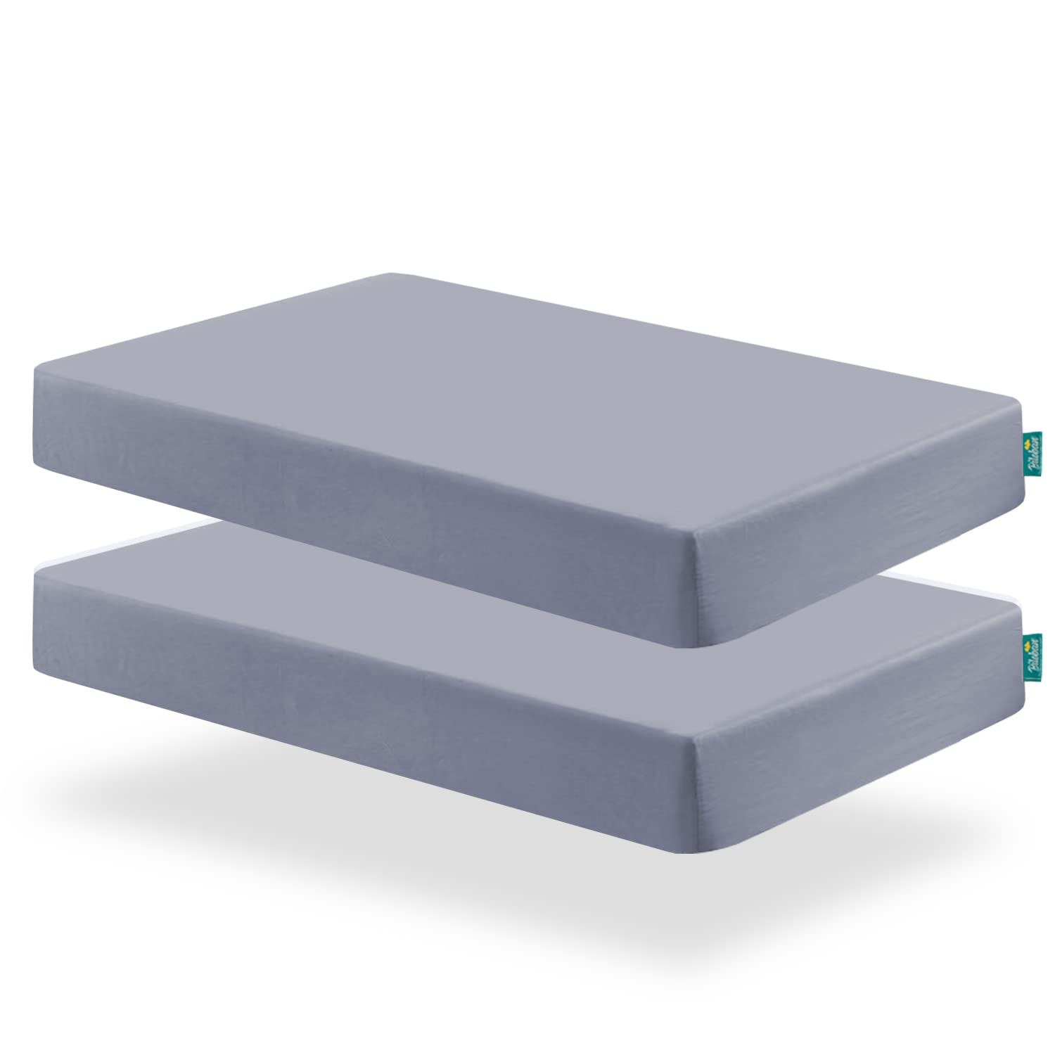 Detalle de Biloban 2-Pack Mini Crib Sheets, 38 x 24-Inch Gray Microfiber